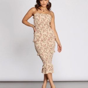 Floral Tiered Ruffle MIDI Dress